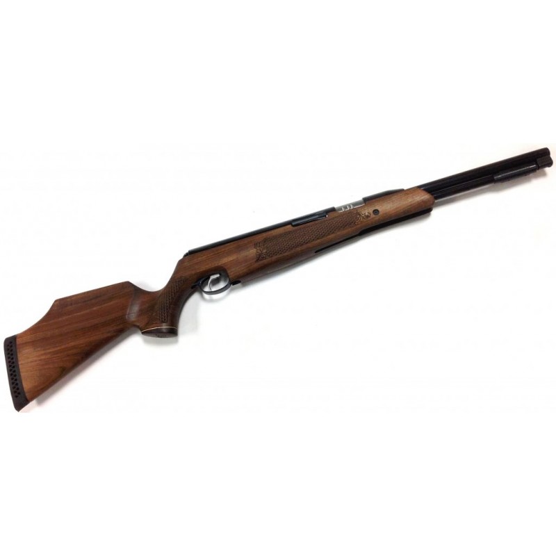 Air Arms TX200 Hunter Carbine Walnut has championship winning blood flowing through its veins and, in the right hands, is one of the best performing spring rifles on the market today. The main spring and piston system glides over specially designed synthetic bearings that reduces friction for a smooth and long lasting performance. The Lothar Walther barrel is makes to an exceptional standard with precise rifling that delivers time after time. This reduced friction also means better efficiency and easier cocking. With its high accuracy and formidable power, the TX200 is ideally suited both target shooting and vermin control and provides match grade precision without the need for extranal bottles or CO2 capsules, the power is always there. The stock of the TX200 is made from walnut that has been chosen for its patterning and also its strength. The fish scale detailing has been laser etched and enhances grip as well as finishing off the look of this already handsome rifle. Specification Calibre : .177 & .22 Approx power : 11.5 ft/lbs Barrel Thread : Internal 1/2" UNF (Female) Stock : Walnut Overall Length : 980mm Barrel Length : 242mm Weight : 4.1kg Safety : Auto Model: Air Arms TX200 Hunter Carbine Walnut